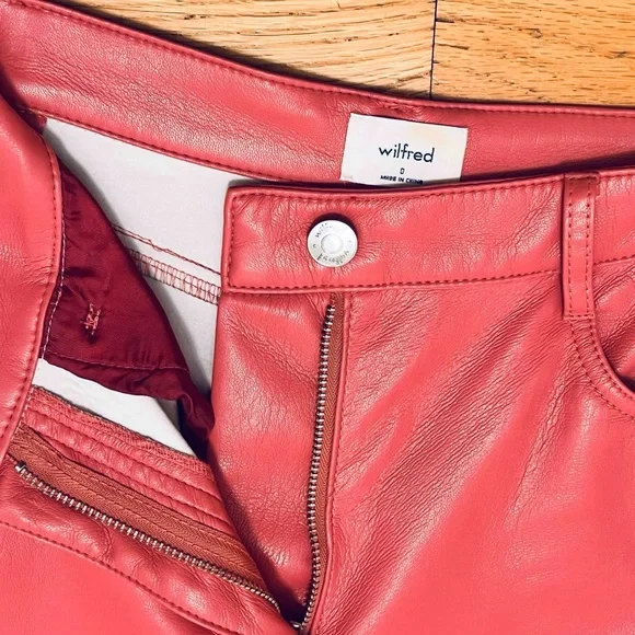 Wilfred Aritzia The Melina Faux Vegan Leather Straight Leg Pants Size 0 Pink - Picture 5 of 10